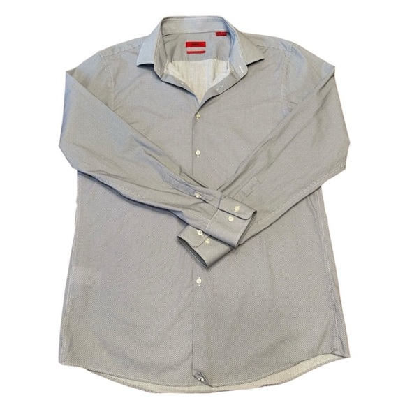 Hugo Boss Sharp Fit Long Sleeve Button Down Blue Size 16 1/2 - 34/35 - Picture 1 of 11